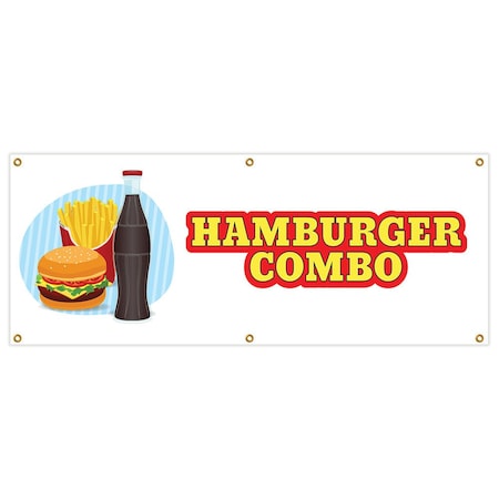 Signmission Hamburger Combo Banner Heavy Duty 13 Oz Vinyl with Grommets B-72 Hamburger Combo